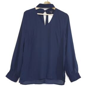 BLVD | Choker Keyhole Sheer Long Sleeve Blouse